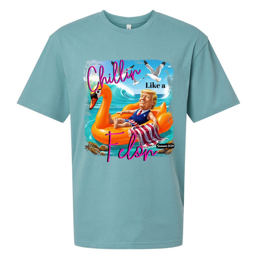 Funny Trump Chillin Like A Felon Sueded Cloud Jersey T-Shirt