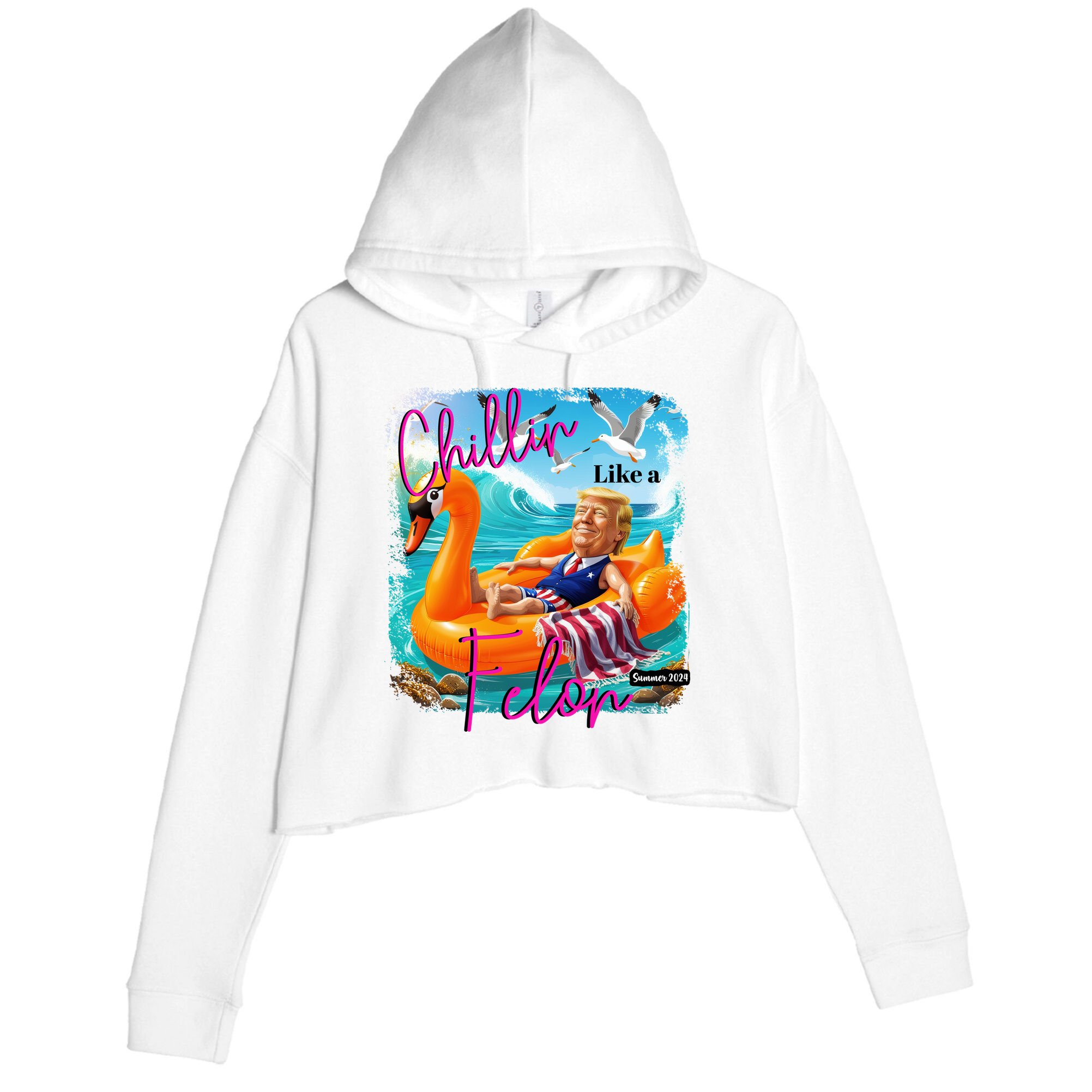 Funny Trump Chillin Like A Felon Crop Fleece Hoodie