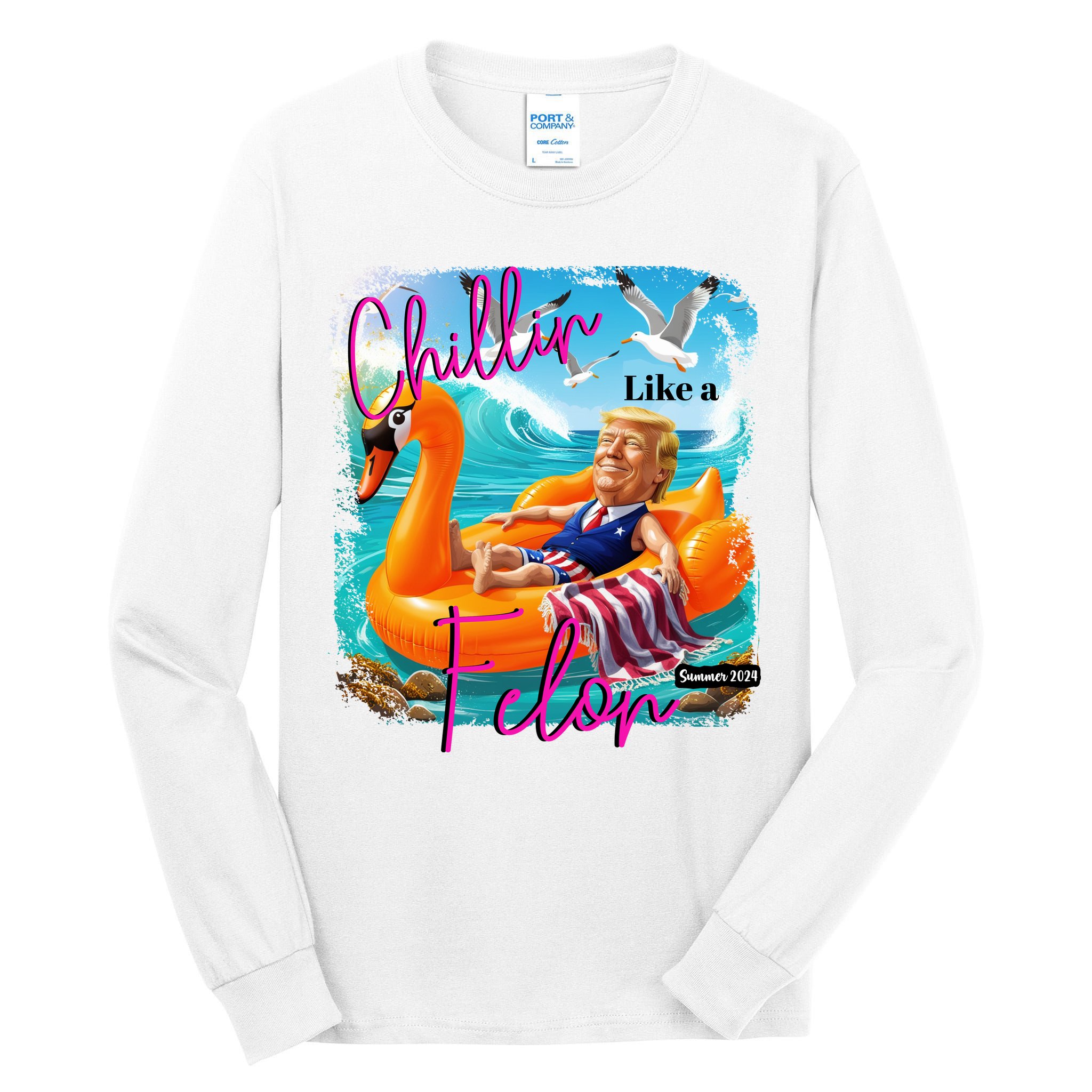 Funny Trump Chillin Like A Felon Tall Long Sleeve T-Shirt
