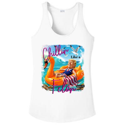 Funny Trump Chillin Like A Felon Ladies PosiCharge Competitor Racerback Tank
