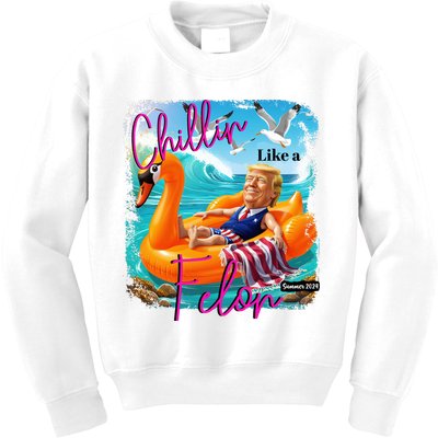 Funny Trump Chillin Like A Felon Kids Sweatshirt