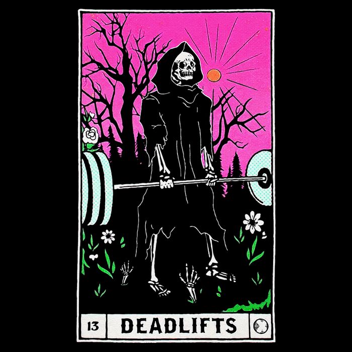 Funny Tarot Card Deadlifts Gym Workout Occult Reader Black Cooling Performance Crew T-Shirt