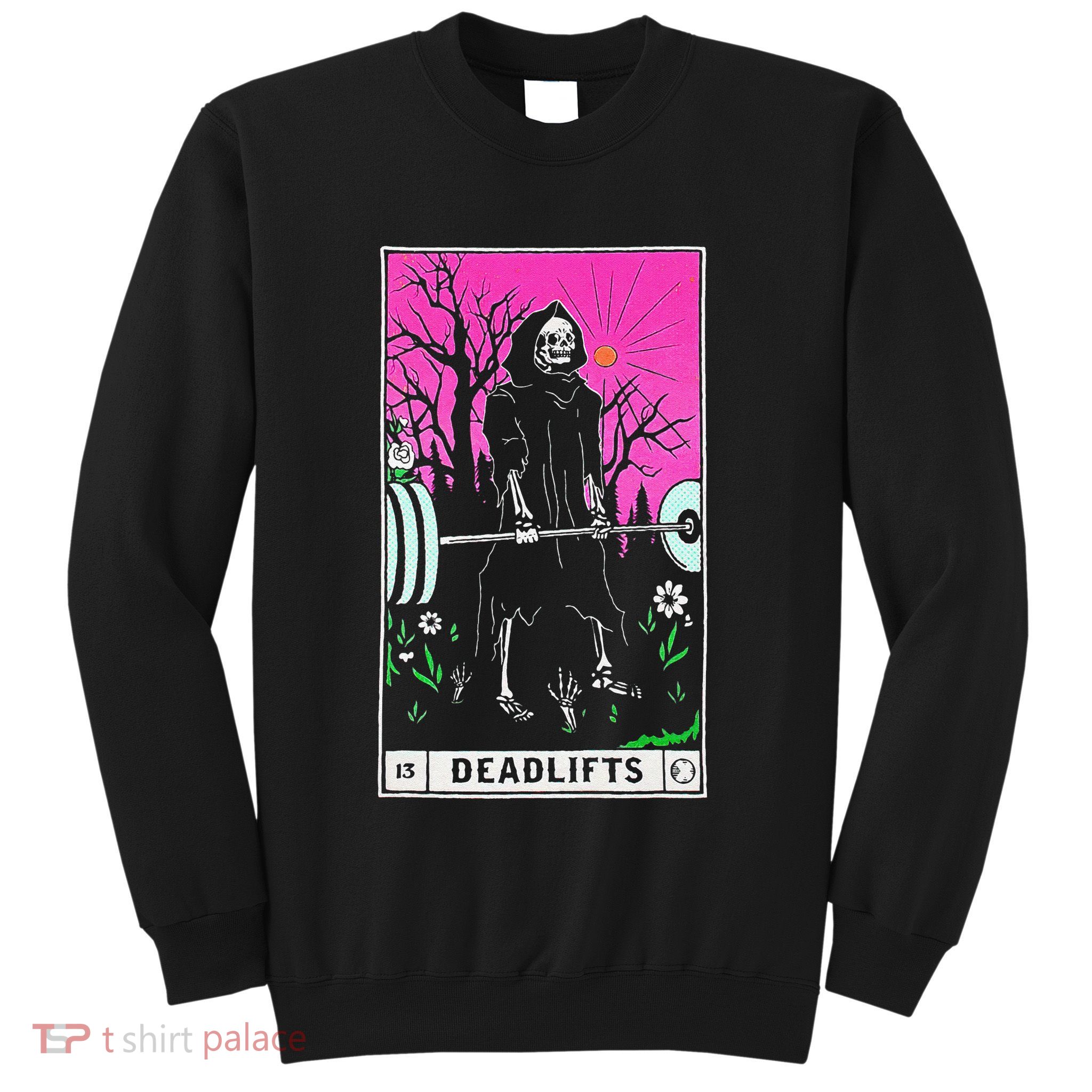 Funny Tarot Card Deadlifts Gym Workout Occult Reader Black Sweatshirt