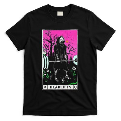 Funny Tarot Card Deadlifts Gym Workout Occult Reader Black T-Shirt