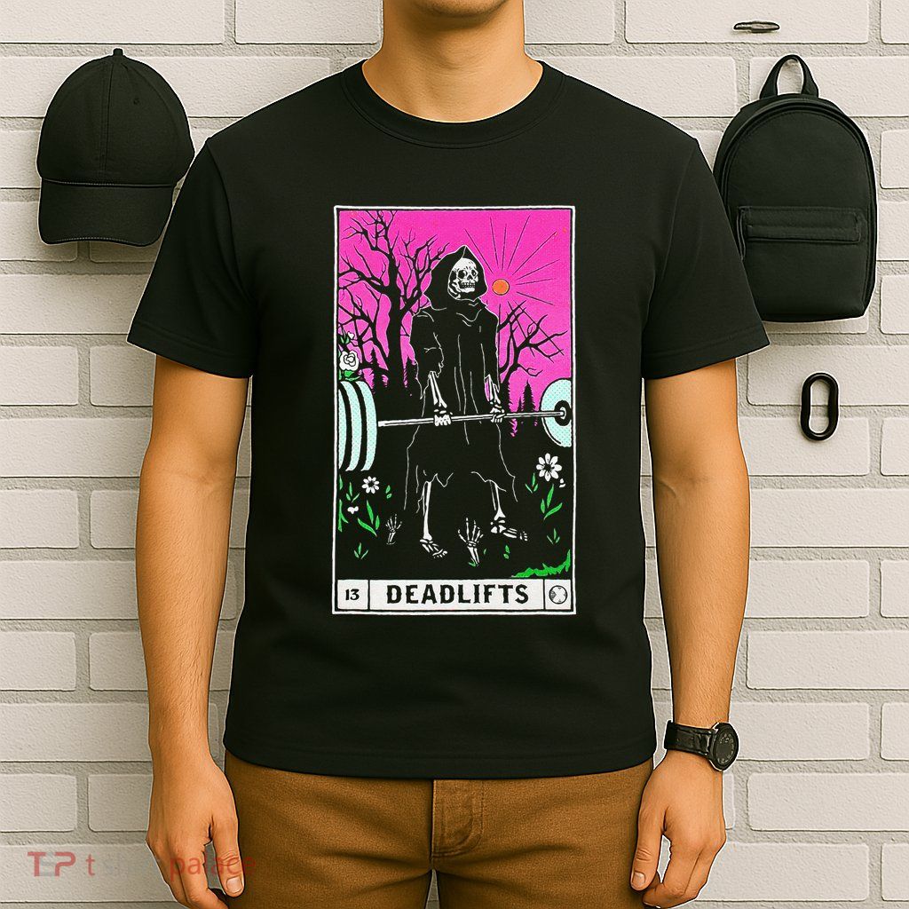 Funny Tarot Card Deadlifts Gym Workout Occult Reader Black T-Shirt