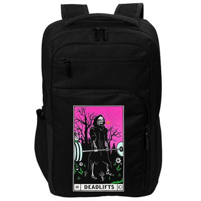 Funny Tarot Card Deadlifts Gym Workout Occult Reader Black Impact Tech Backpack