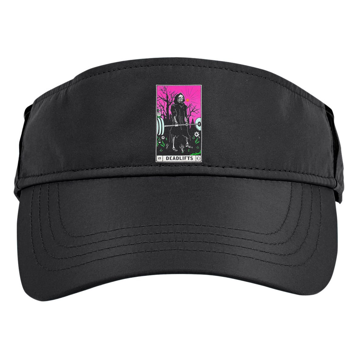 Funny Tarot Card Deadlifts Gym Workout Occult Reader Black Adult Drive Performance Visor