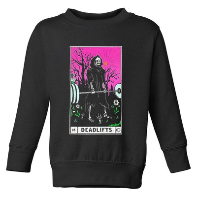 Funny Tarot Card Deadlifts Gym Workout Occult Reader Black Toddler Sweatshirt