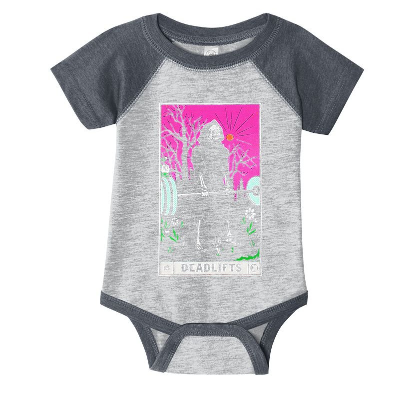 Funny Tarot Card Deadlifts Gym Workout Occult Reader Black Infant Baby Jersey Bodysuit