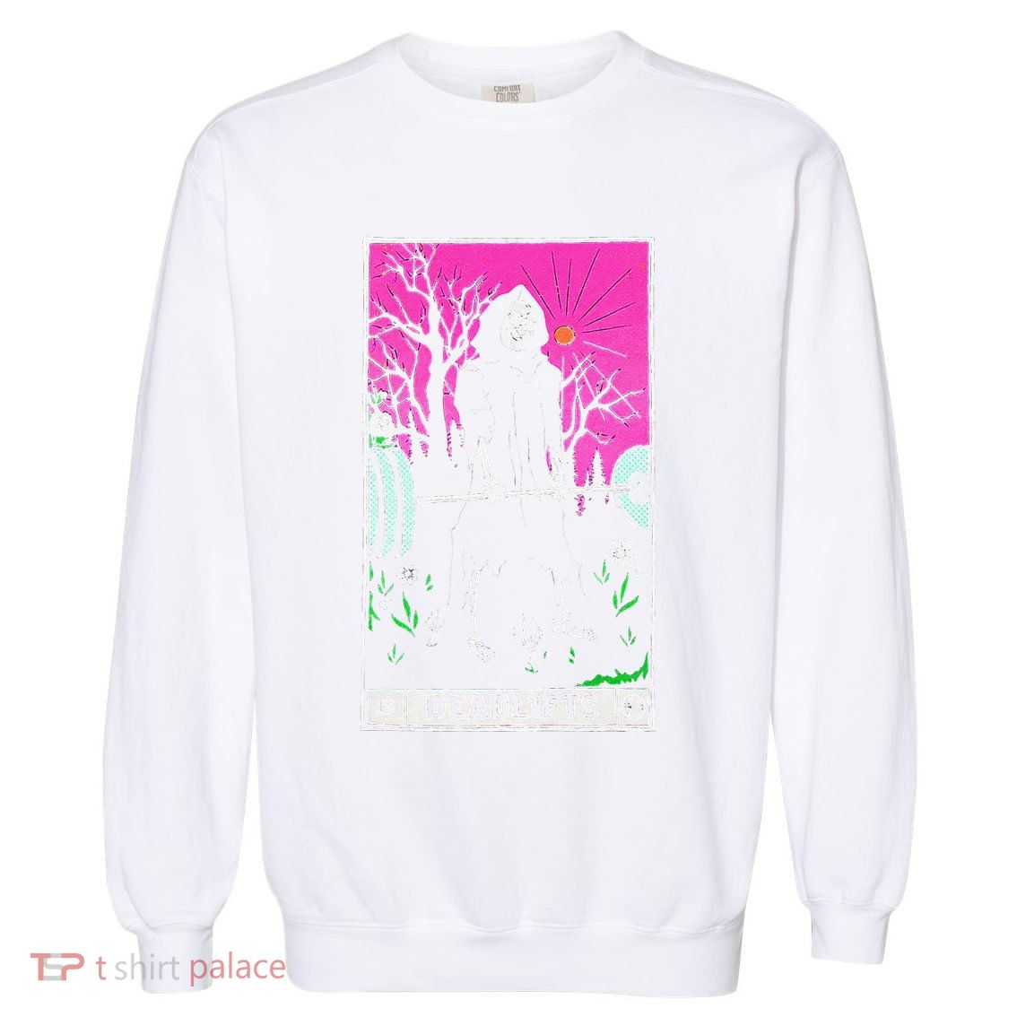 Funny Tarot Card Deadlifts Gym Workout Occult Reader Black Garment-Dyed Sweatshirt