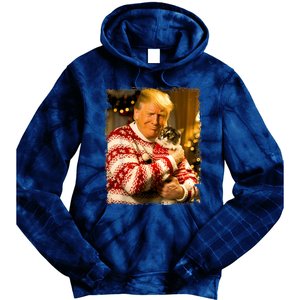 Funny Trump Christmas Sweater For Cat Lovers Xmas Pajamas Tie Dye Hoodie