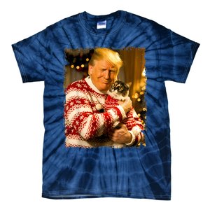 Funny Trump Christmas Sweater For Cat Lovers Xmas Pajamas Tie-Dye T-Shirt