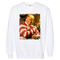 Funny Trump Christmas Sweater For Cat Lovers Xmas Pajamas Garment-Dyed Sweatshirt