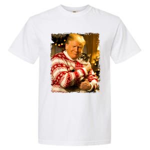 Funny Trump Christmas Sweater For Cat Lovers Xmas Pajamas Garment-Dyed Heavyweight T-Shirt