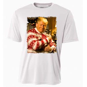 Funny Trump Christmas Sweater For Cat Lovers Xmas Pajamas Cooling Performance Crew T-Shirt