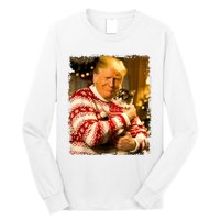 Funny Trump Christmas Sweater For Cat Lovers Xmas Pajamas Long Sleeve Shirt