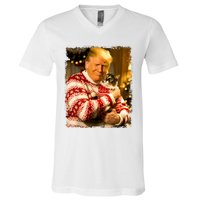 Funny Trump Christmas Sweater For Cat Lovers Xmas Pajamas V-Neck T-Shirt