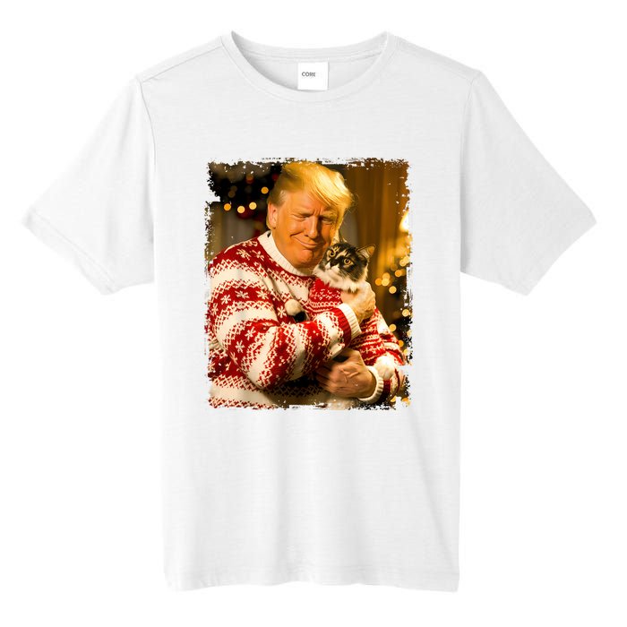 Funny Trump Christmas Sweater For Cat Lovers Xmas Pajamas Tall Fusion ChromaSoft Performance T-Shirt