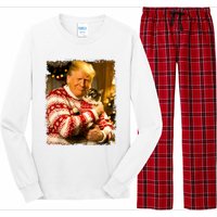 Funny Trump Christmas Sweater For Cat Lovers Xmas Pajamas Long Sleeve Pajama Set