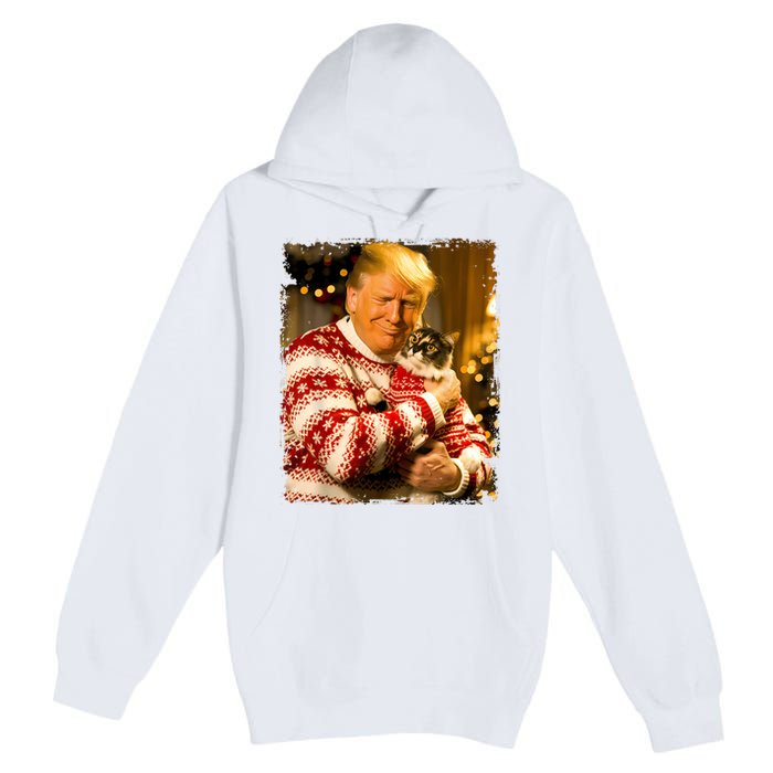 Funny Trump Christmas Sweater For Cat Lovers Xmas Pajamas Premium Pullover Hoodie