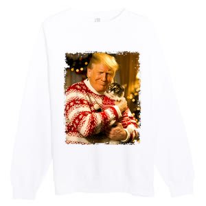 Funny Trump Christmas Sweater For Cat Lovers Xmas Pajamas Premium Crewneck Sweatshirt