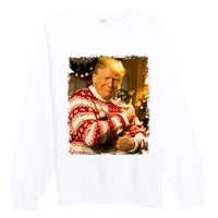 Funny Trump Christmas Sweater For Cat Lovers Xmas Pajamas Premium Crewneck Sweatshirt