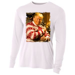 Funny Trump Christmas Sweater For Cat Lovers Xmas Pajamas Cooling Performance Long Sleeve Crew