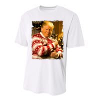 Funny Trump Christmas Sweater For Cat Lovers Xmas Pajamas Performance Sprint T-Shirt