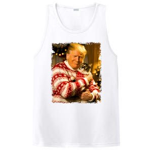 Funny Trump Christmas Sweater For Cat Lovers Xmas Pajamas PosiCharge Competitor Tank