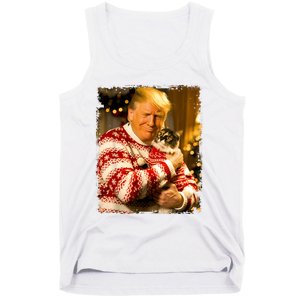 Funny Trump Christmas Sweater For Cat Lovers Xmas Pajamas Tank Top