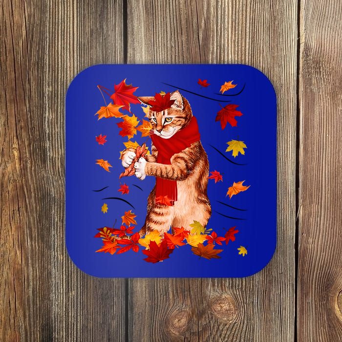 Funny Thanksgiving Cats Autumn Fall Cat Lovers Cat Mom Gift Coaster