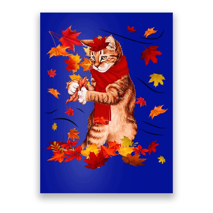 Funny Thanksgiving Cats Autumn Fall Cat Lovers Cat Mom Gift Poster