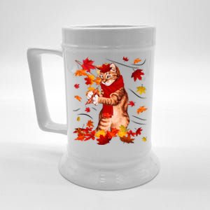 Funny Thanksgiving Cats Autumn Fall Cat Lovers Cat Mom Gift Beer Stein