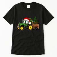 Farm Tractor Christmas Tree Lights Santa Tall T-Shirt