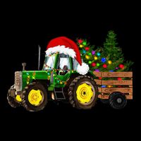 Farm Tractor Christmas Tree Lights Santa Tall T-Shirt