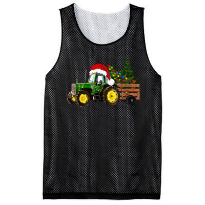 Farm Tractor Christmas Tree Lights Santa Mesh Reversible Basketball Jersey Tank