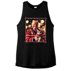 Funny Trump Christmas Sweater For Cat Lovers Ladies PosiCharge Tri-Blend Wicking Tank