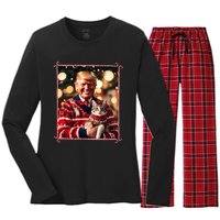 Funny Trump Christmas Sweater For Cat Lovers Women's Long Sleeve Flannel Pajama Set 