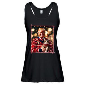 Funny Trump Christmas Sweater For Cat Lovers Ladies Essential Flowy Tank