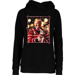 Funny Trump Christmas Sweater For Cat Lovers Womens Funnel Neck Pullover Hood