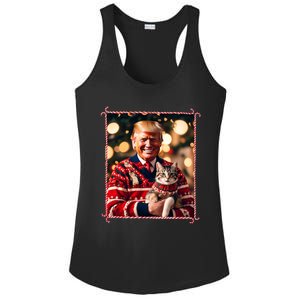 Funny Trump Christmas Sweater For Cat Lovers Ladies PosiCharge Competitor Racerback Tank