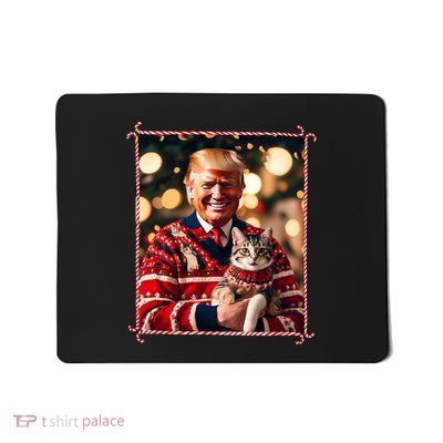 Funny Trump Christmas Sweater For Cat Lovers Mousepad