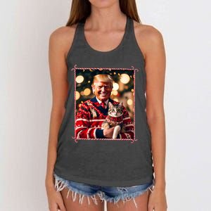 Funny Trump Christmas Sweater For Cat Lovers Women's Knotted Racerback Tank