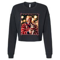 Funny Trump Christmas Sweater For Cat Lovers Cropped Pullover Crew