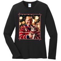 Funny Trump Christmas Sweater For Cat Lovers Ladies Long Sleeve Shirt