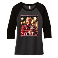 Funny Trump Christmas Sweater For Cat Lovers Women's Tri-Blend 3/4-Sleeve Raglan Shirt