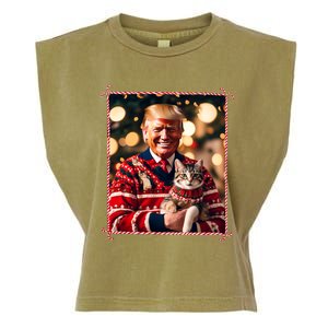 Funny Trump Christmas Sweater For Cat Lovers Garment-Dyed Women's Muscle Tee