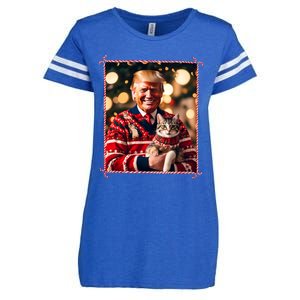 Funny Trump Christmas Sweater For Cat Lovers Enza Ladies Jersey Football T-Shirt