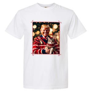 Funny Trump Christmas Sweater For Cat Lovers Garment-Dyed Heavyweight T-Shirt