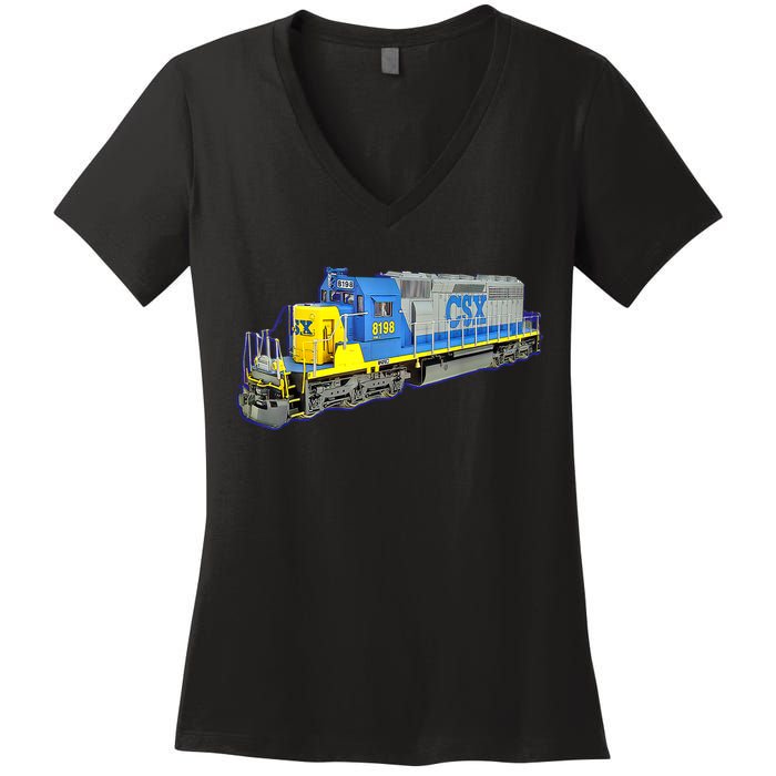 Freight Train CSX Engine Women's V-Neck T-Shirt
